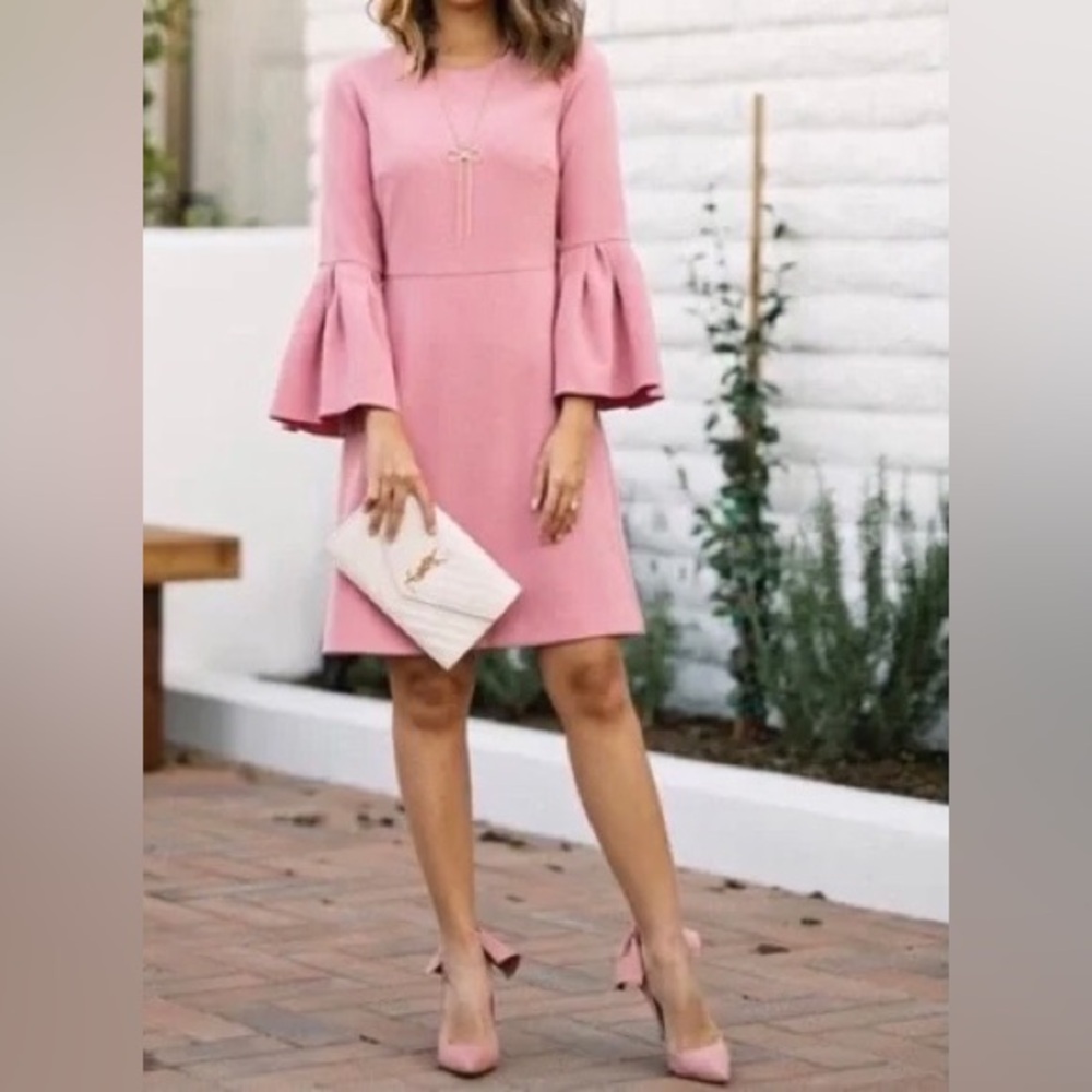 Ann Taylor Elegant Pink Bell Sleeve Dress